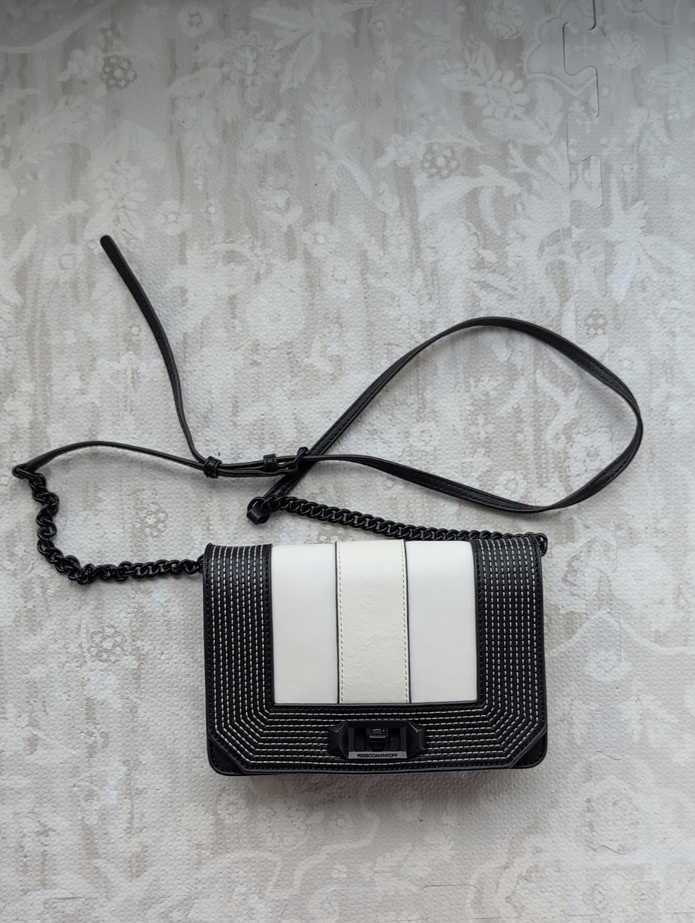 Rebecca Minkoff Black & White Crossbody Bag with Contrast Panel